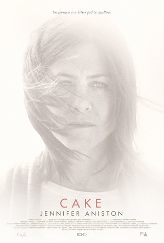 Jennifer Aniston na plakacie reklamującym 'Cake'