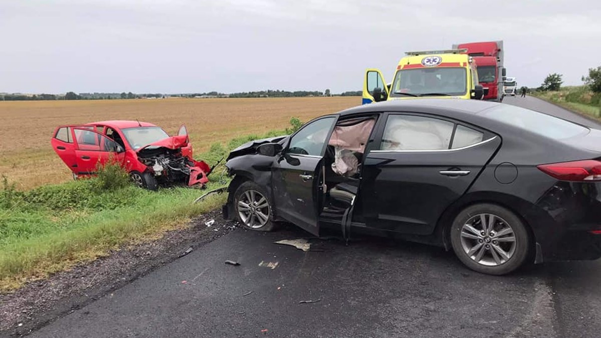 Kwieciszewo. Wypadek: czołowe zderzenie osobówek w Kwieciszewie 