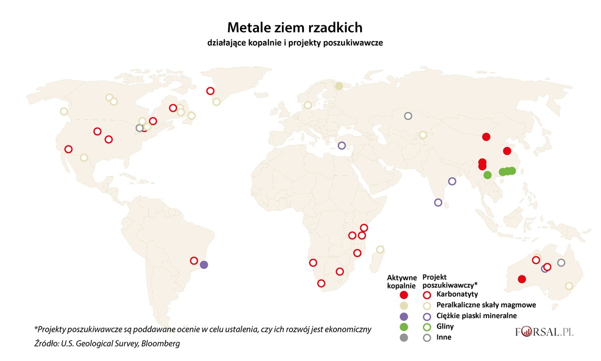 Kopalnie i projekty poszukiwawcze ziem rzadkich