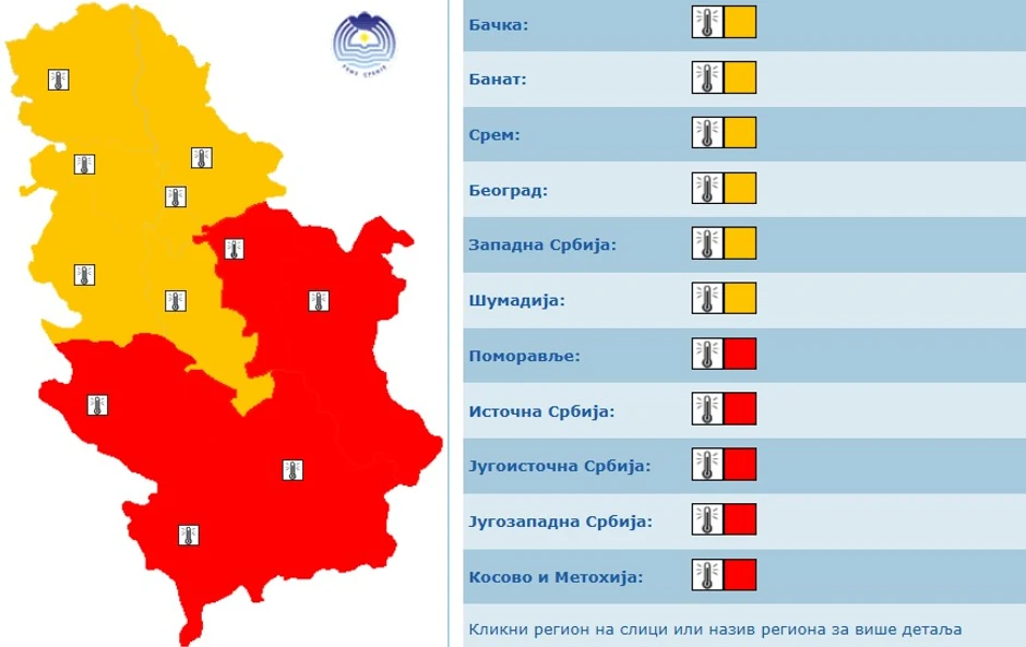 Meteoalarm za petak, 25 jula