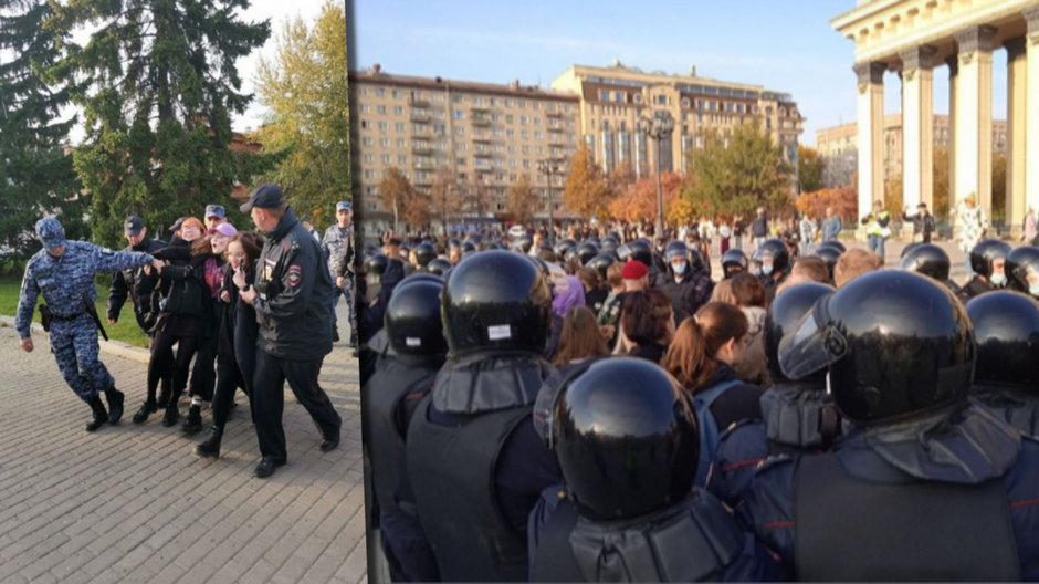 Rosja. Zatrzymania na protestach przeciwko mobilizacji na wojnę