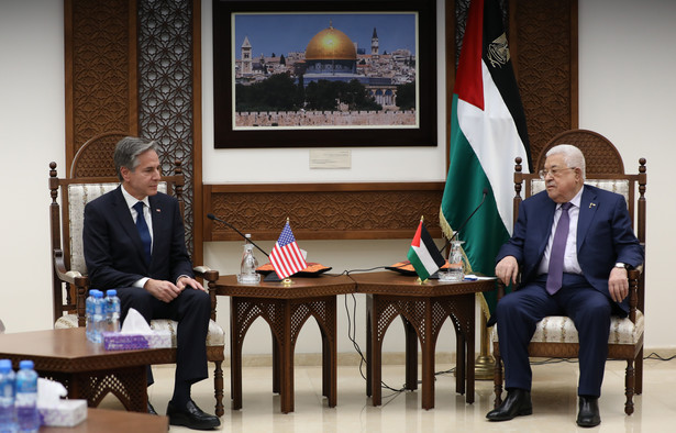 Antony Blinken i Mahmud Abbas, prezydent Palestyny