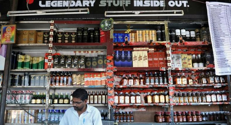 An alcohol store in the Indian city of Hyderabad in 2013