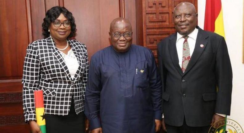 Martin Amidu with Nana Addo and Cynthia Lamptey