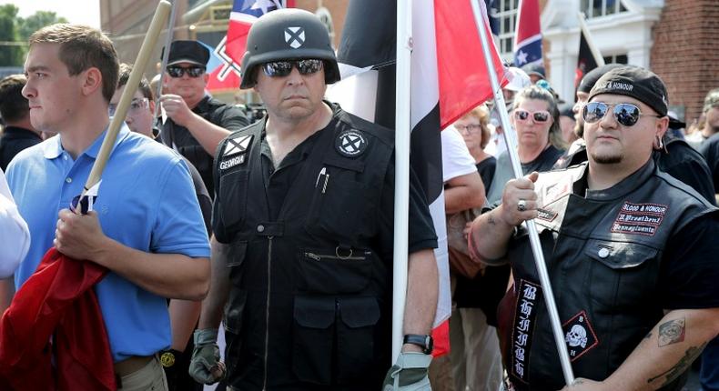 White nationalists, neo-Nazis and members of the alt-right march in Charlottesville, Virginia in August 2017