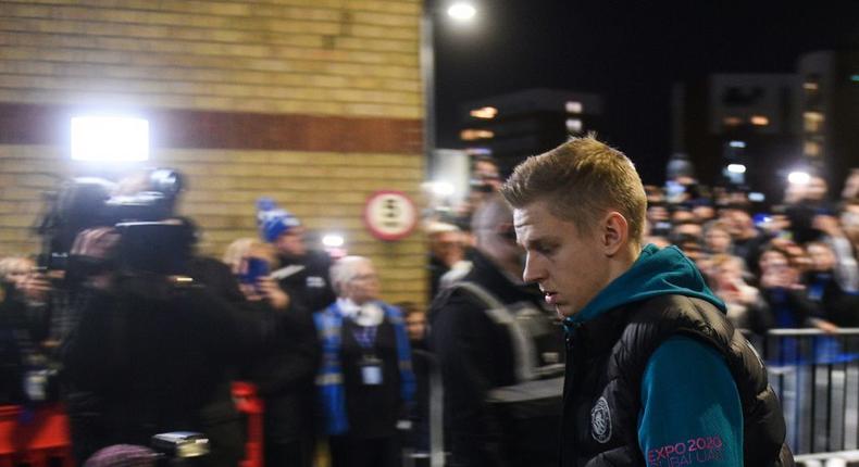 Manchester City's Ukrainian defender Oleksandr Zinchenko arrives at Peterborough for the FA Cup fifth round tie Creator: Oli SCARFF