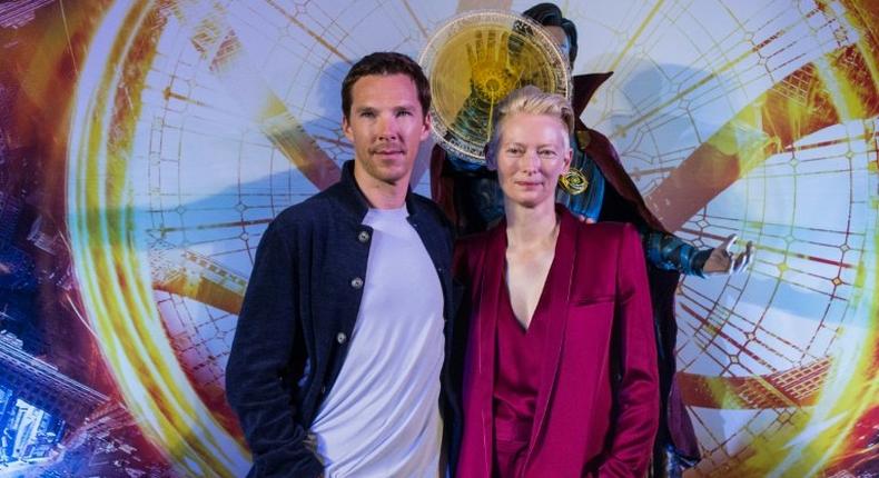 Doctor Strange, starring British actors Benedict Cumberbatch (L) and Tilda Swinton, raked in $85 million at the box offices