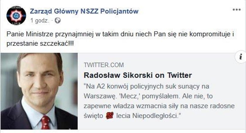 Policjanci postradali rozum? Haniebne słowa o "cwelach" i "szczekającym" Sikorskim