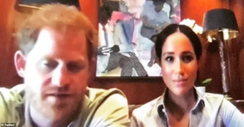 Meghan i Harry podczas rozmowy na Zoomie