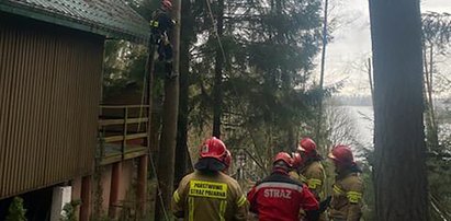 Horror pod Olsztynem. Młody mężczyzna skonał 15 metrów nad ziemią. Jego ciało wisiało na uprzęży