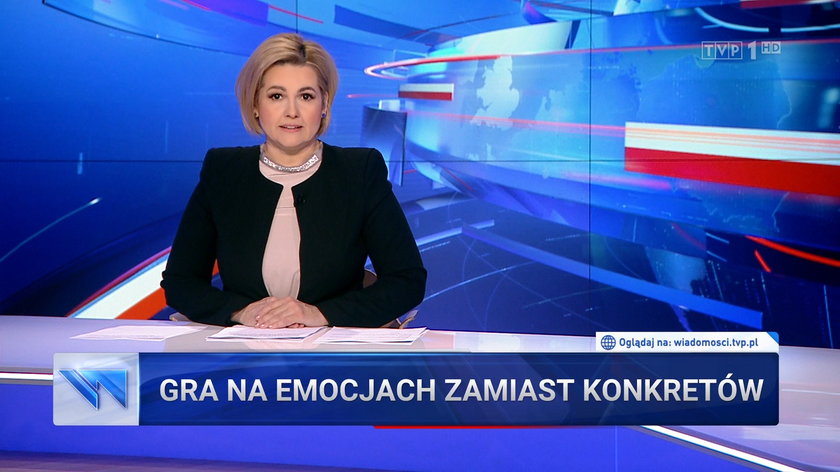 Edyta Lewandowska we wtorkowym wydaniu "Wiadomości' TVP.