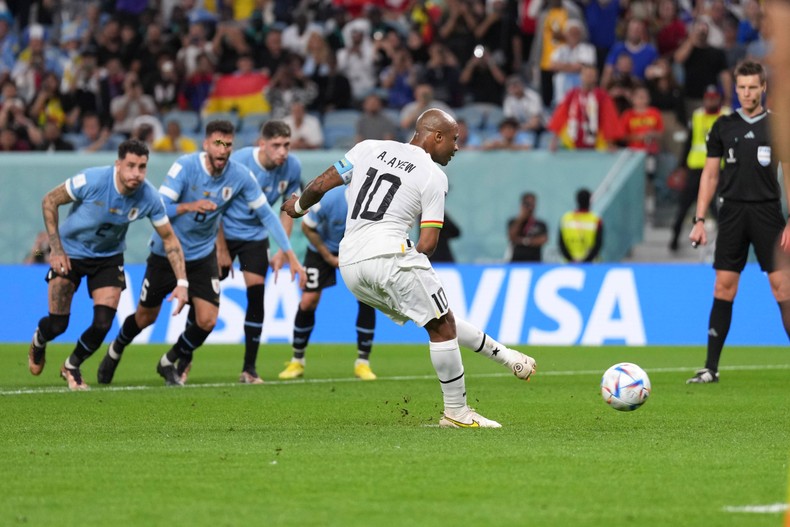 Ayew missed a crucial penalty as Fhana lost to Uruguay