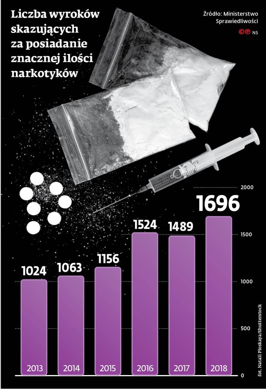 Liczba wyroków skazujących za posiadanie znacznej ilości narkotyków