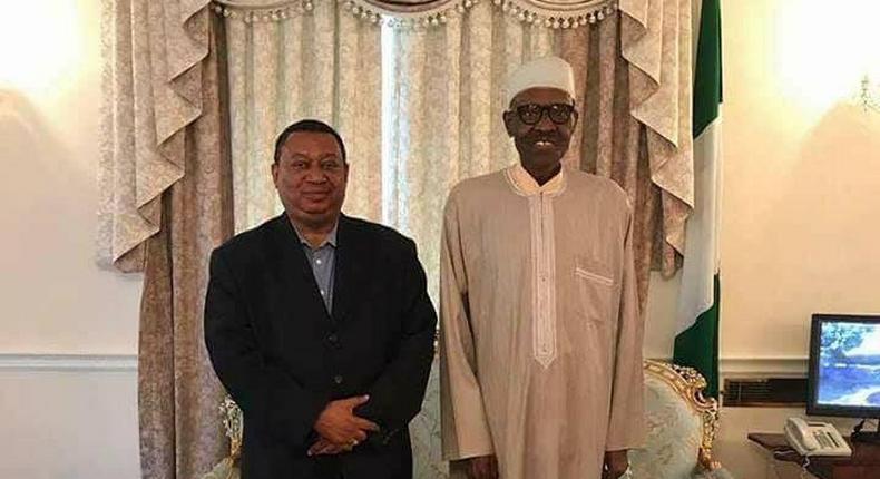 President Muhammadu Buhari receives OPEC Secretary General, Mohammad Barkindo at the Abuja House on Monday, August 14, 2017.