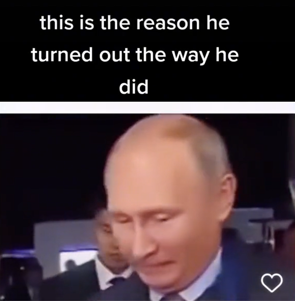 Putinov smutný výraz
