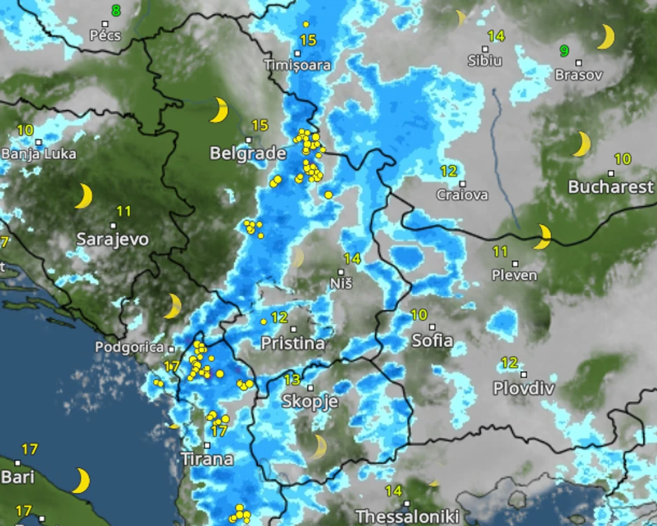 Padavine u Srbiji 24. oktobra u 6 sati