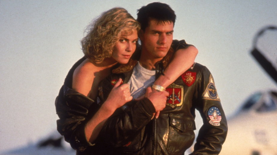 Kelly McGillis i Tom Cruise na planie filmu "Top Gun" z 1986 r.