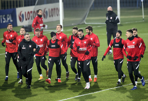 Piłkarze reprezentacji Polski podczas treningu, na stadionie Ruchu w Chorzowie