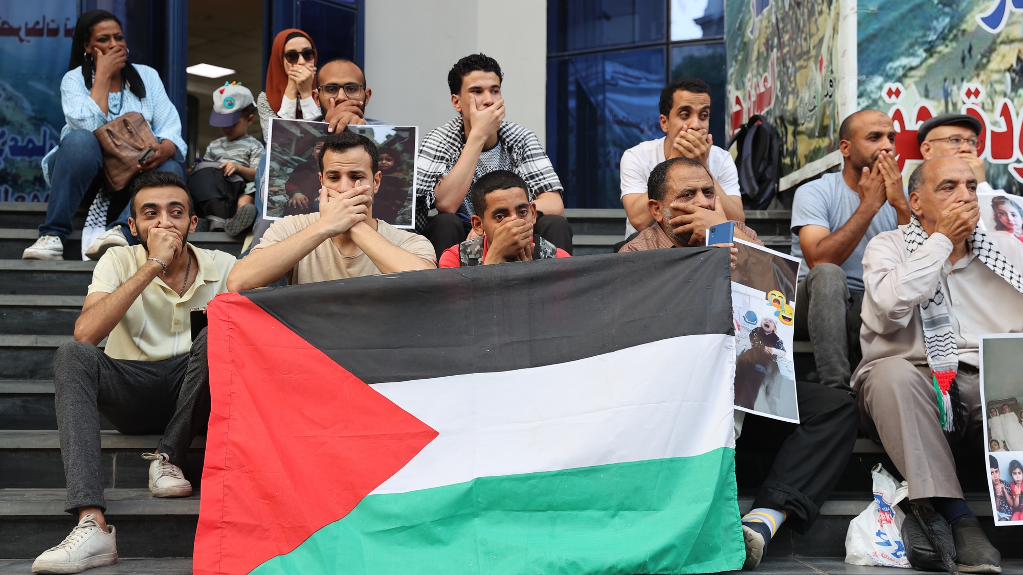 Propalestínsky protest v Káhire.