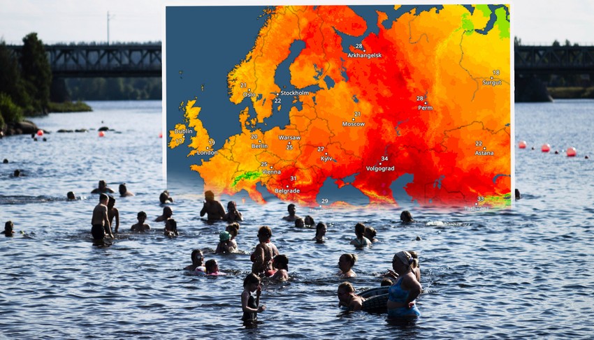 Mapa Evropa toplotni talas