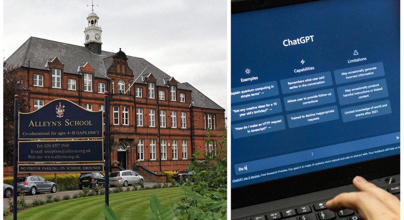 Alleyn's School in south London, and ChatGPT.Alessandro Abbonizio/AFP via Getty Images; Frank Rumpenhorst/picture alliance via Getty Images