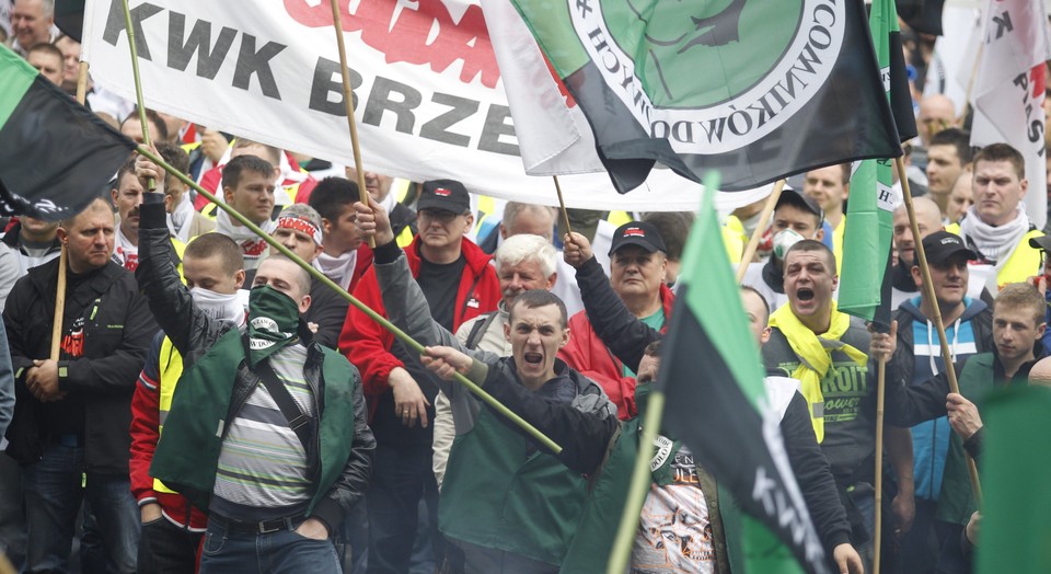 KATOWICE PROTEST GÓRNICZYCH ZWIĄZKÓW ZAWODOWYCH (manifestacja górniczych związkowców)