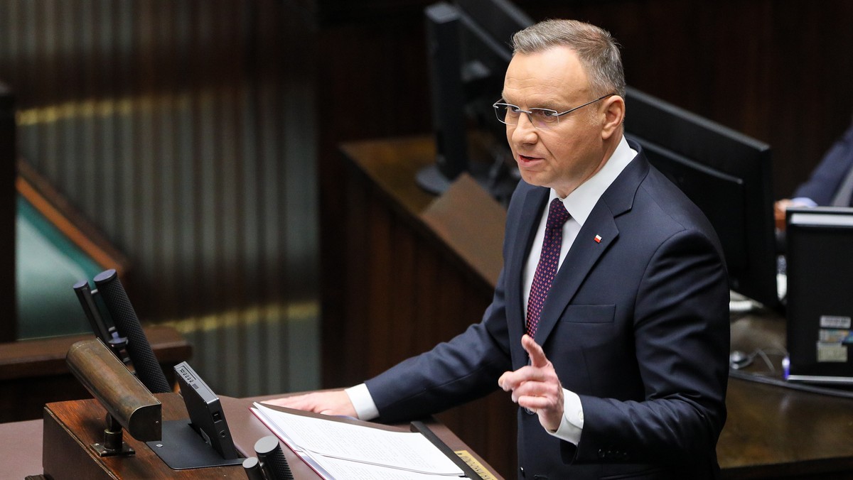 Pierwsze posiedzenie Sejmu. Prezydent Andrzej Duda zabrał głos na sali