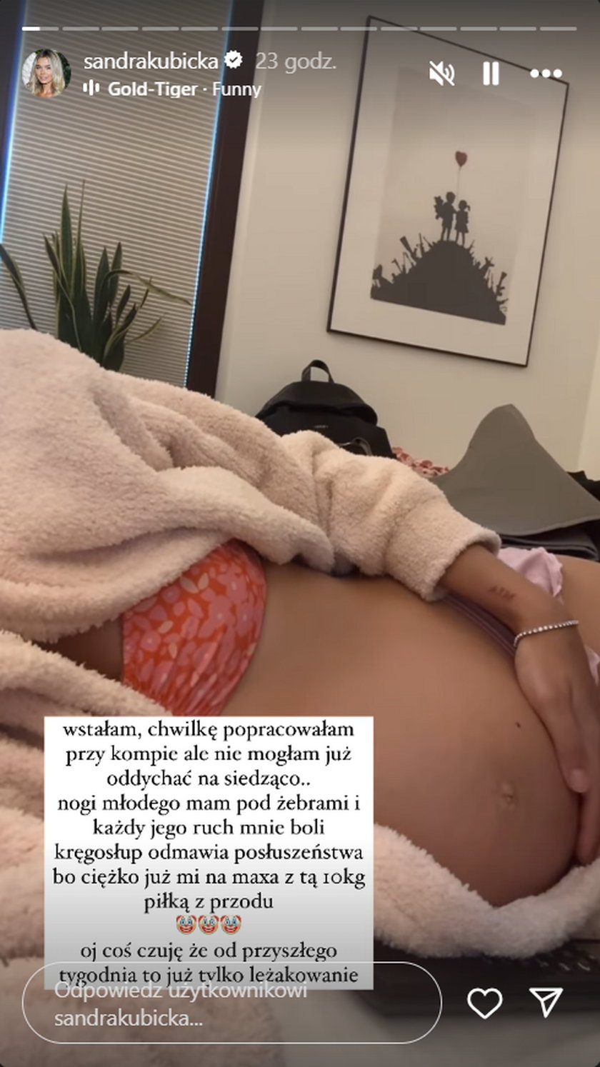 Sandra Kubicka cierpi przed porodem.