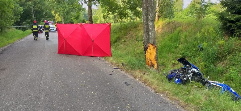 Tragedia pod Giżyckiem, zginął motocyklista. Zderzył się z sarną i uderzył w drzewo