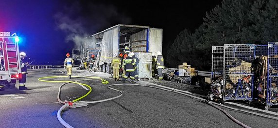 Pożar ciężarówki na A4