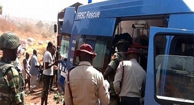 FRSC officials  at the scene of an accident