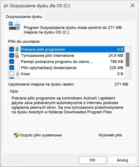 Systemowe narzędzie "Oczyszczanie dysku" w prosty i szybki sposób pozwala pozbyć się niepotrzebnych plików z dysku twardego