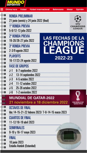 Terminarz Ligi Mistrzów w sezonie 2022/2023