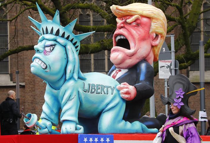 A carnival float at the Rose Monday parade in Duesseldorf