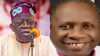 Presidentia candidate of the ruling APC, Bola Tinubu and the new President of the Christian Association of Nigeria, CAN,  Daniel Okoh. (TheNation)