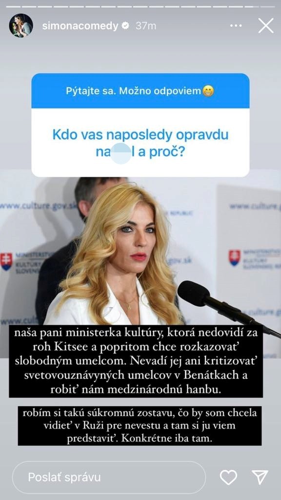 Komička naložila ministerke.