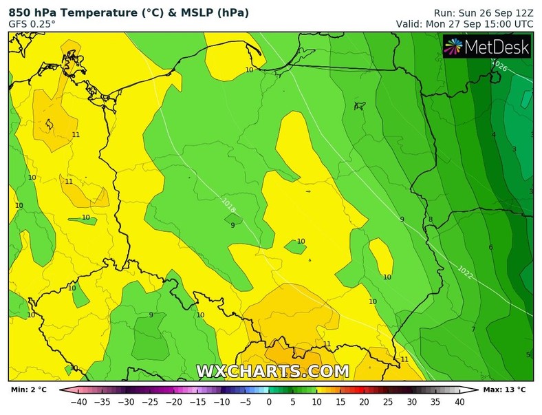 Prognoza pogody na poniedziałek