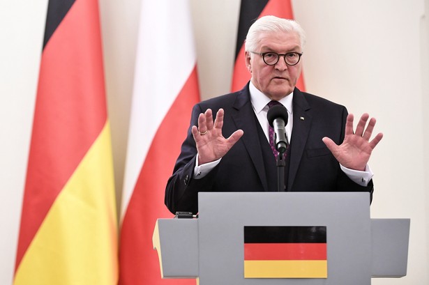 Warszawa, 05.06.2018. Prezydent Niemiec Frank-Walter Steinmeier podczas konferencji prasowej po spotkaniu z prezydentem Polski Andrzejem Dudą w Pałacu Prezydenckim w Warszawie, 5 bm. Prezydent Niemiec Frank-Walter Steinmeier z żoną Elke Buedenbender rozpoczął dwudniową wizytę w Polsce. (nlat) PAP/Marcin Obara