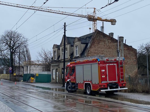 Akcja straży pożarnej na ul. 28 Czerwca 1956 roku, droga zamknięta dla ruchu fot. Codzienny Poznań