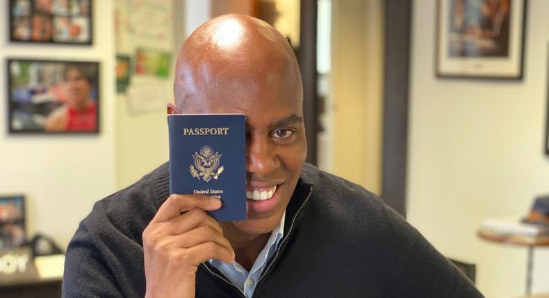 A person holding a U.S. passport