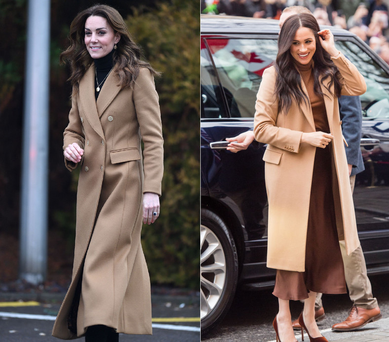 Kate i Meghan w płaszczu Massimo Dutti