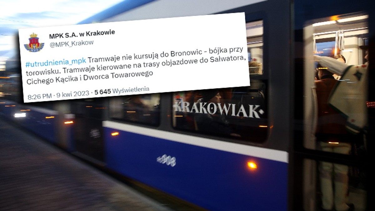 Bójka na torowisku w Krakowie. Sparaliżowali kursowanie tramwajów