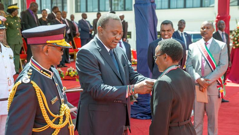 A file photo of President Uhuru Kenyatta at a  past function at DCI Headquaters