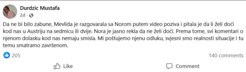 Mustafa Durdžić otkrio da li je mala Nora otišla kod njih u Austriju
