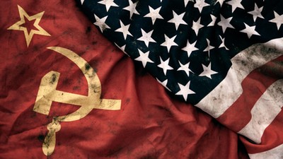 Grungy Flags of Soviet Union and USA