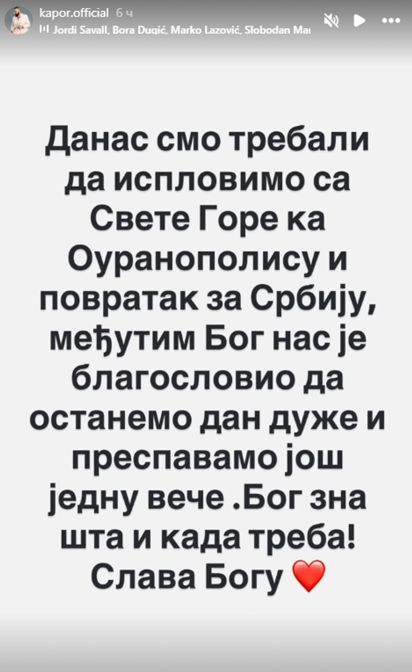 Saša Kapor se oglasio sa Svete Gore