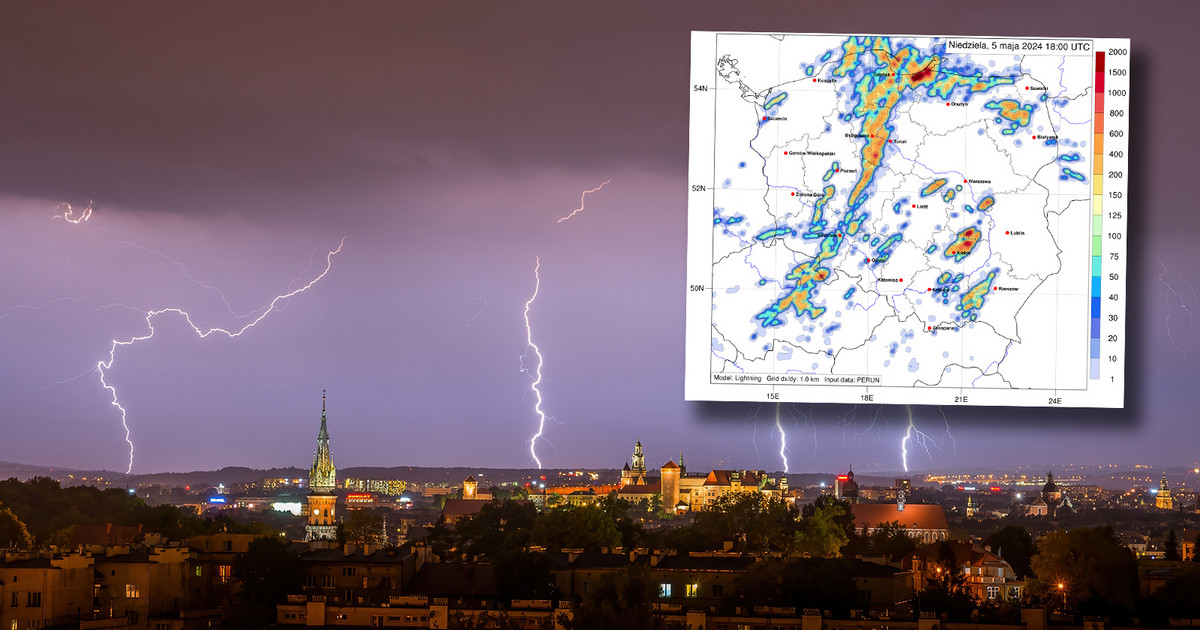Abendstürme über Polen.  Heftiger Hagelsturm in Niederschlesien