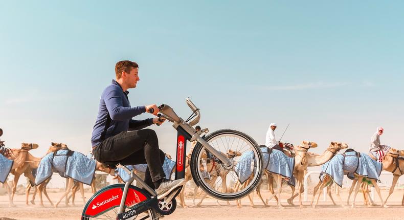 Chris Astill-Smith managed to take a Santander bike to the dessert.