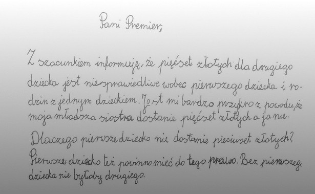 Premier Szydło odpowiada na list 9-letniej Julii. Dziewczynka napisała ws. programu Rodzina 500+