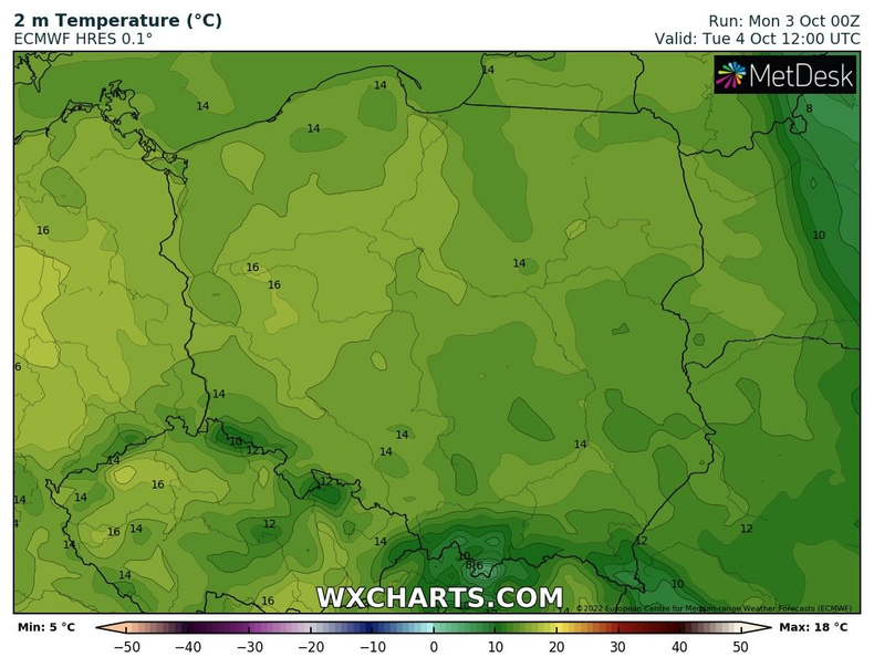 Temperatura maksymalna sięgnie najwyżej 17 st. C